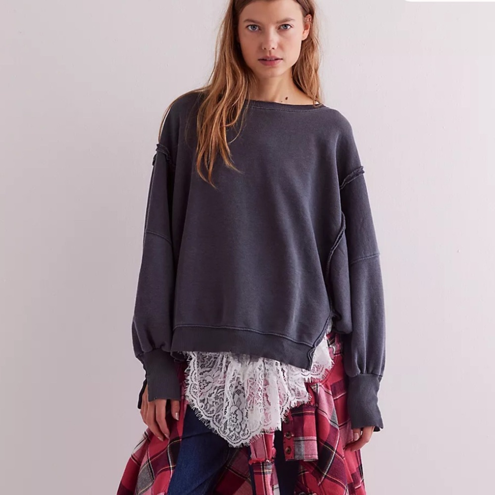 Free People, We The Free Camden Sweatshirt, Black, Small
